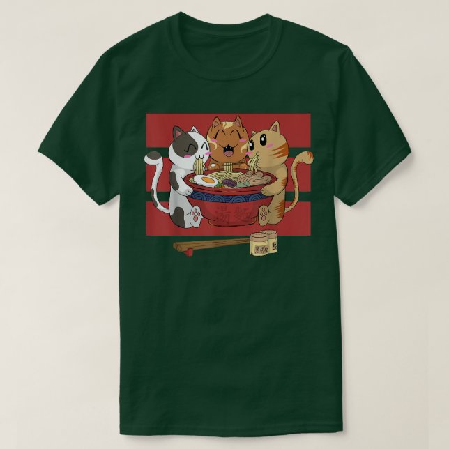 Camiseta Kawaii Ramen Noodl Japanes Comida Ramen Gato Poder (Diseño del anverso)
