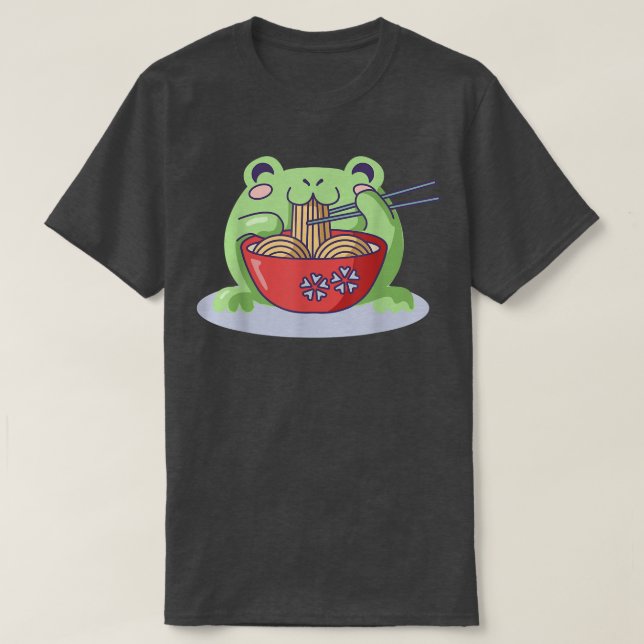 Camiseta Kawaii Rana rubor Ramen Bowl Foodie japonés Cu (Diseño del anverso)