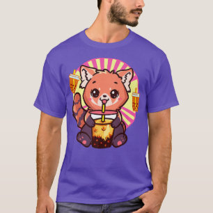 Camiseta Kawaii Red Panda Bebiendo Boba Tea Bubble Tea 131