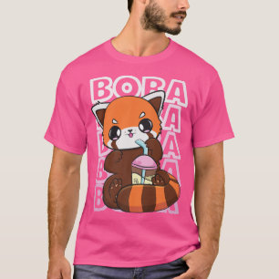 Camiseta Kawaii Red Panda Boba Cute Anime Pearl Bubble Tea