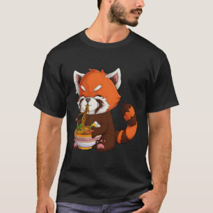 Camiseta Kawaii Red Panda come fideos animales japoneses de