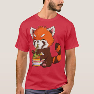 Camiseta Kawaii Red Panda come fideos animales japoneses de