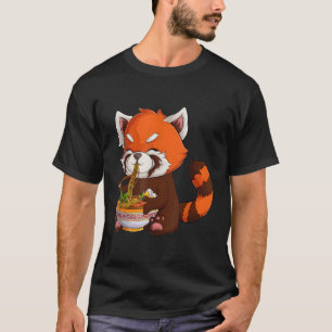 Camiseta Kawaii Red Panda Come Ra Fideos Japoneses De Anime