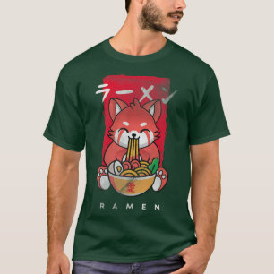 Camiseta Kawaii Red Panda Eating Ramen - I Love Ramen 757