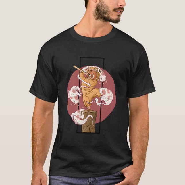 Camiseta Kawaii Red Panda With Japanese Koi Ghosts (Anverso)