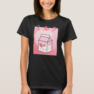 Camiseta Kawaii Retro De Vaca Japonesa De Fresa
