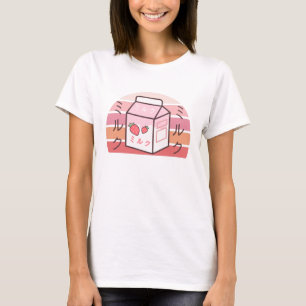 Camiseta Kawaii Retro De Vaca Japonesa De Fresa
