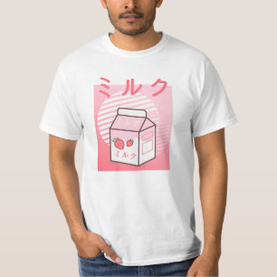 Camiseta Kawaii Retro De Vaca Japonesa De Fresa
