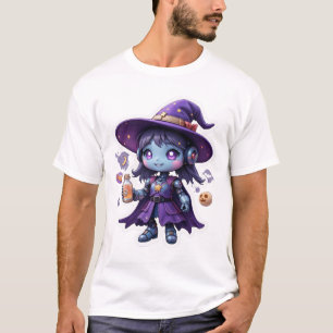 Camiseta Kawaii Robot Witch Chica Cute Sci-Fi Sorceress Tee