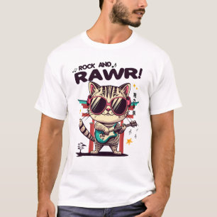 Camiseta Kawaii Rock Cat de los hombres blancos bá