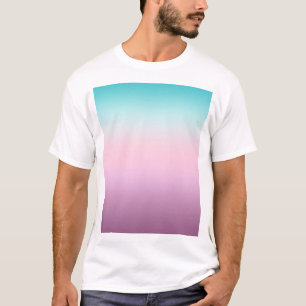 Camiseta Kawaii rosa pastel y azul oscuro