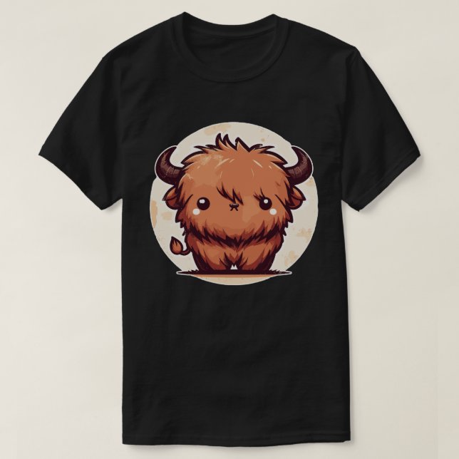 Camiseta Kawaii Scottish Hairy Highland Cow (Diseño del anverso)
