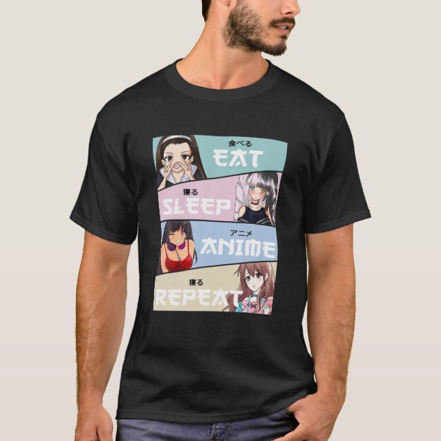 Camiseta Kawaii se come el sueño y repite el tierno adolesc (Anverso)