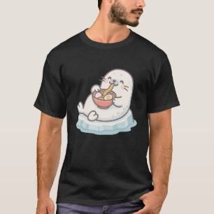 Camiseta Kawaii Seal comiendo Ramen - Animal Ártico lindo