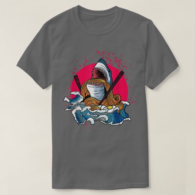 Camiseta Kawaii Shark Japón Ramen Anime (Diseño del anverso)