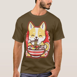 Camiseta Kawaii Shiba Inu Akita Corgi Ramen Cute Noodles Do
