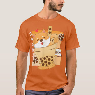 Camiseta Kawaii Shiba Inu Boba Tea Bubble Tea Anime Kawaii