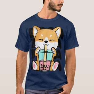 Camiseta Kawaii Shiba Inu Bubble Tea Boba Anime Neko Ja