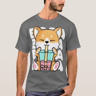 Camiseta Kawaii Shiba Inu Bubble Tea Boba Anime Neko Ja