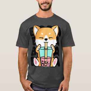 Camiseta Kawaii Shiba Inu Bubble Tea Boba Anime Neko Ja