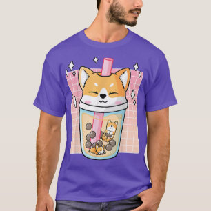 Camiseta Kawaii Shiba Inu Bubble Tea Boba Japón Corgi