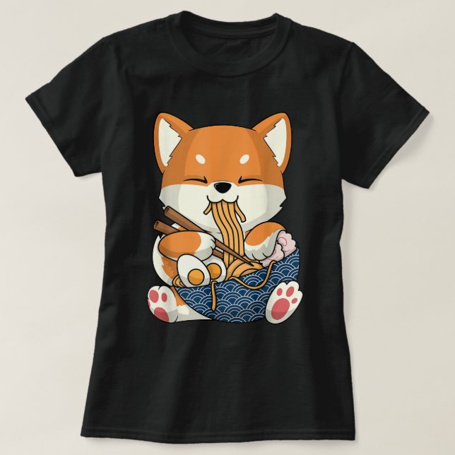 Camiseta Kawaii Shiba Inu Dog Ramen Japón Corgi (Diseño del anverso)