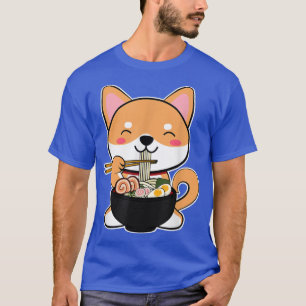Camiseta Kawaii Shiba Inu Eating RamenCute Japanese Anime D