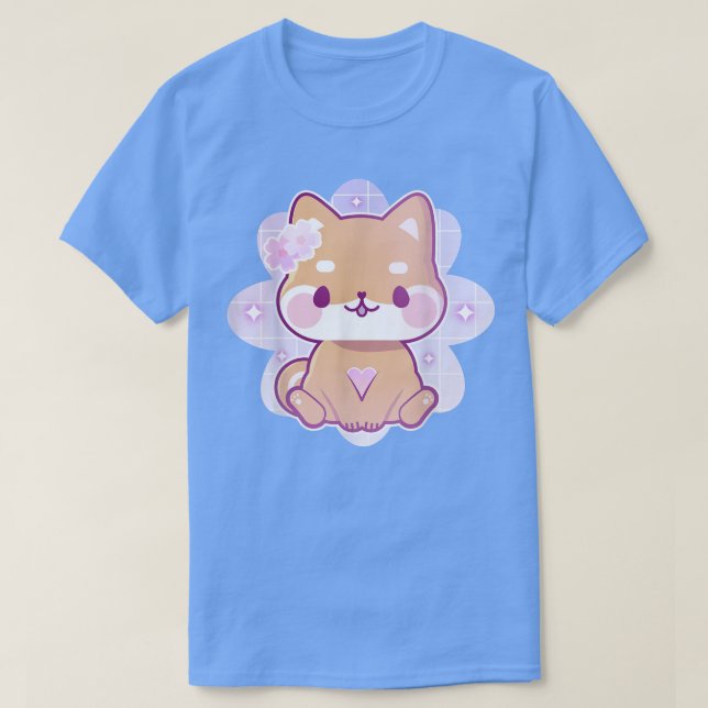 Camiseta Kawaii Shiba Inu Pastel Gótico Flor Sakura (Diseño del anverso)
