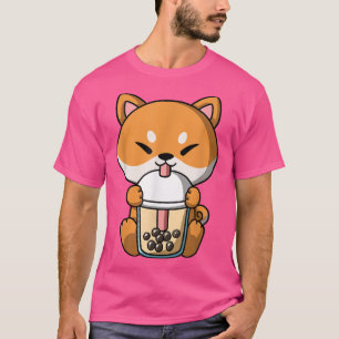 Camiseta Kawaii Shiba Inu Perro Boba Leche Té Bubble Tea An