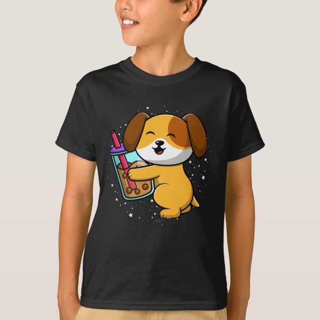 Camiseta kawaii shiba u perro burbuja té boba japan corgi (Anverso)