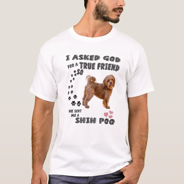 Camiseta Kawaii Shih Poo Cita A Mamá, Papa Pooshi Y Cute Sh (Anverso)