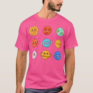 Camiseta Kawaii Sistema Solar Espacio Cute Planetas Stem An