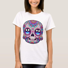 Camiseta Kawaii Skull Mandala Art Colorful Active T-Shirt