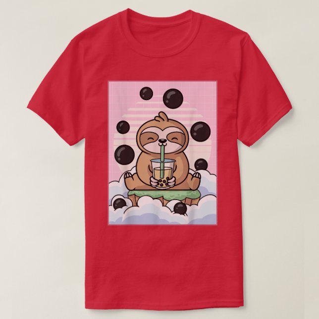 Camiseta Kawaii Sloth Bubble Boba Tea de leche japonesa (Diseño del anverso)