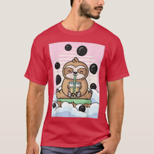 Camiseta Kawaii Sloth Bubble Boba Tea de leche japonesa