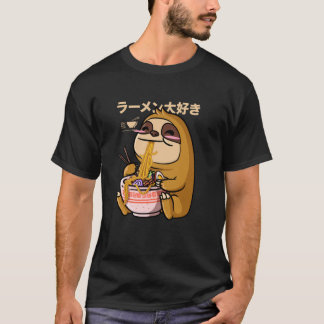 Camiseta Kawaii Sloth Ramen Bowl Anime Otaku Japanese Noodl