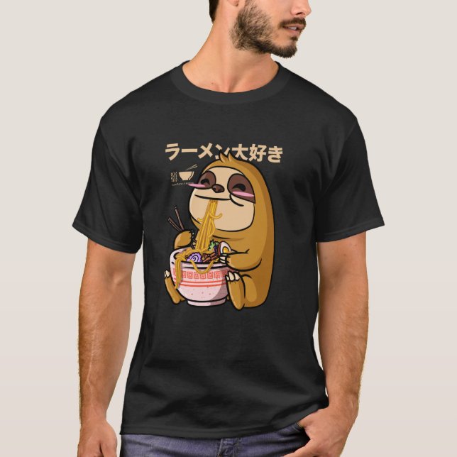 Camiseta Kawaii Sloth Ramen Bowl Anime Otaku Japanese Noodl (Anverso)