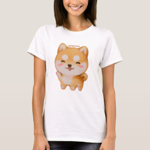 Camiseta Kawaii Sonriente Shiba Inu al estilo Personalizado