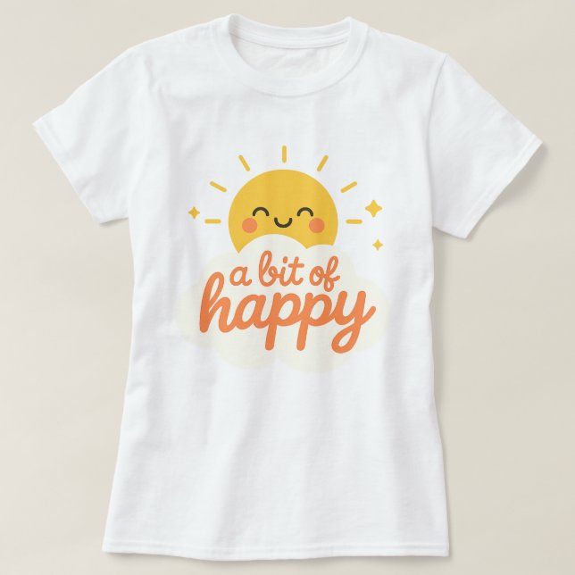 Camiseta Kawaii Sonriente sol cara a cara un poco feliz (Diseño del anverso)