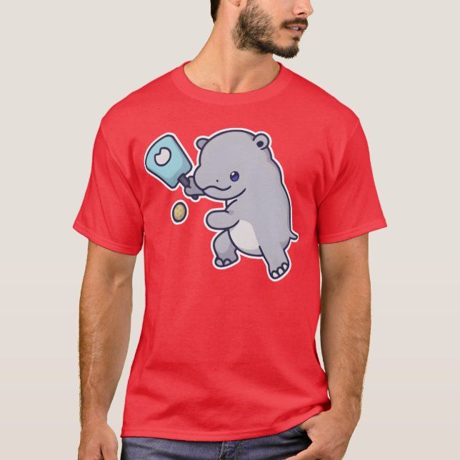Camiseta Kawaii Sports Pickleball Hippo retro (Anverso)