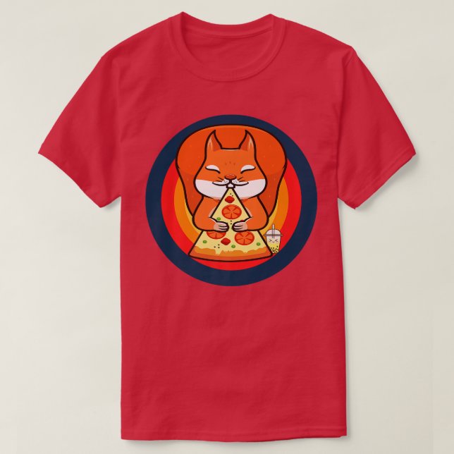 Camiseta Kawaii Squirrel Eating Pizza Boba Tea  (Diseño del anverso)