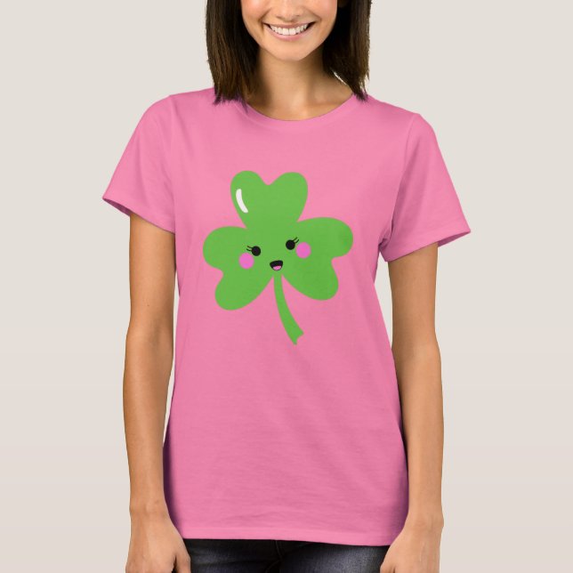 Camiseta kawaii st patricks clover shamrock (Anverso)
