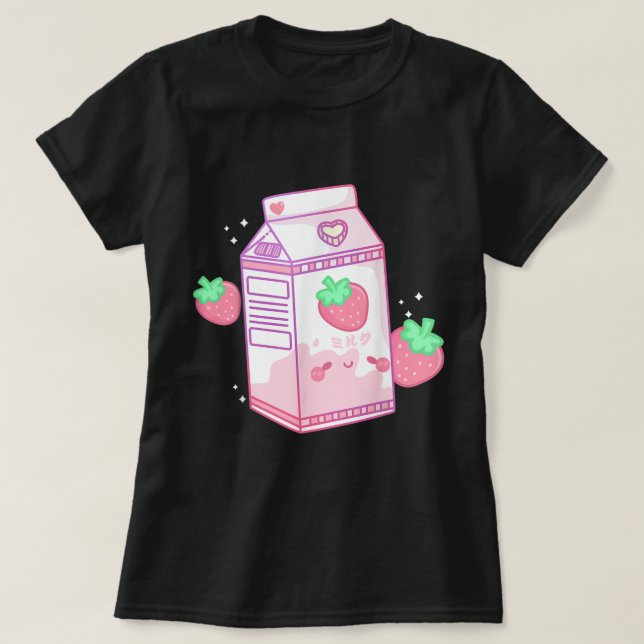 Camiseta Kawaii Strawberry Milk Aesthetic Design (Diseño del anverso)