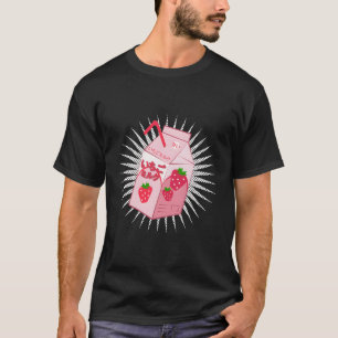 Camiseta Kawaii Strawberry Milk Gracioso Anime Otaku Japoné