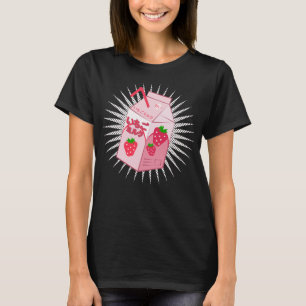 Camiseta Kawaii Strawberry Milk Gracioso Anime Otaku Japoné