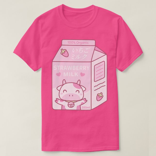 Camiseta Kawaii Strawberry Milton con mascota de vaca (Diseño del anverso)