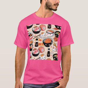 Camiseta Kawaii Sushi amigo gracioso patrón de comida japon