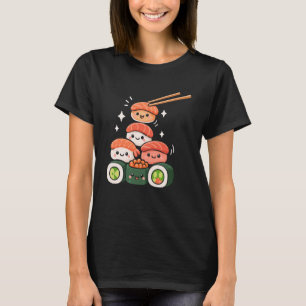 Camiseta Kawaii Sushi Anime Comida Japonesa Divertida y Lin