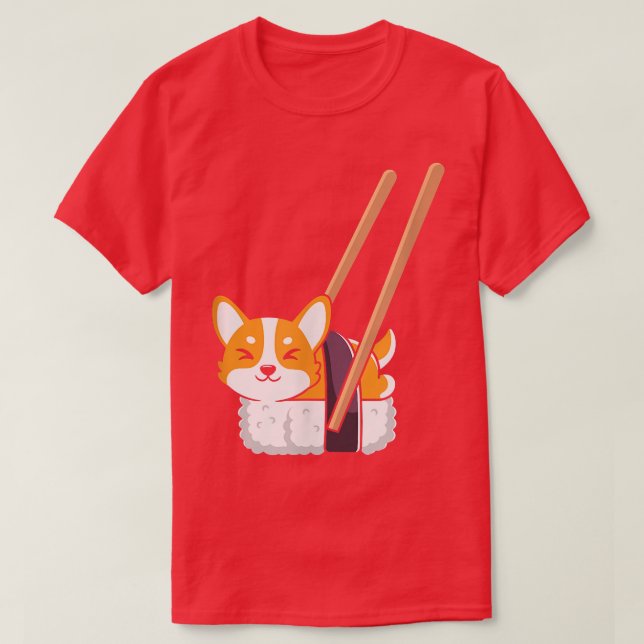 Camiseta Kawaii Sushi Corgi Roll Lover (Diseño del anverso)