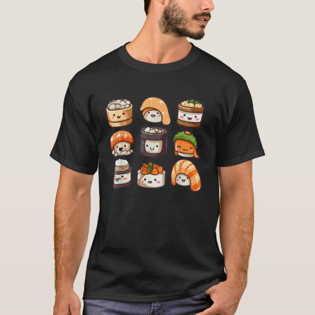 Camiseta Kawaii Sushi prepara comida japonesa como anime de (Anverso)
